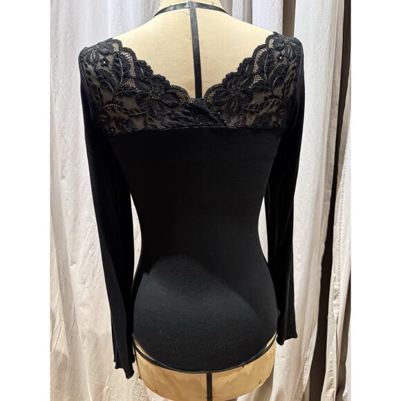 Ann Ferriday Vintage Lace And Jersey Drape Top S/ M - Picture 3 of 4
